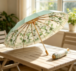 Vintage Floral Print 16-Rib Windproof & UV-Resistant Folding Umbrella
