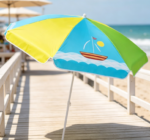 Kids' Beach Umbrella – Colorful Sailboat Pattern – Portable Sunshade - Image 2
