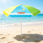 Kids' Beach Umbrella – Colorful Sailboat Pattern – Portable Sunshade
