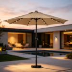 LED Patio/Garden Parasol – Crank-Operated – Large Outdoor Umbrella