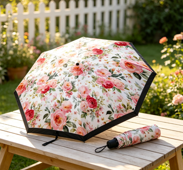 13 Vintage Rose Floral Sun Umbrella – Stylish Women's Dual-Use (Sun/Rain) Umbrella - Image 1