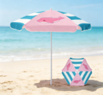 Kids' Pink Dolphin Cartoon Print Beach Umbrella (Storage Bag Included) - Image 2