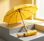 Cute Duck-Handle Folding Sun Umbrella – Bright Color with Black-Out Coating