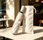 Fully Automatic Folding Umbrella – Beige Portable UV-Resistant Sun/Rain Umbrella