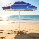 Multi-colored Striped Beach Umbrella – Wind-resistant Outdoor Sunshade