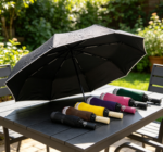 Multi-color Fully Automatic Sun/Rain Umbrella with Black Coating - Image 2