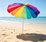 Rainbow-Colored Scalloped-Edge Beach Umbrella – Portable Outdoor Sunshade - Image 2