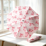 Girlish Pink Bow-Print Folding Parasol