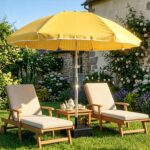 French-Style Yellow Garden/Patio Umbrella – Center-Pole Shade for Lounging Areas